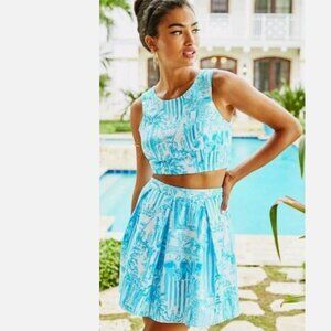 Lilly Pulitzer Aqua and White Skirt Set